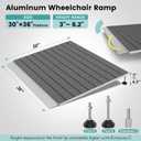 Threshold Ramps for Wheelchairs, Adjustable Height 3"6.2" and 30"36" Platform Aluminum Wheelchair Ramp, Door Threshold Ramps with a Non-Slip Thick Door Mat for Scooters, Power Chairs, Cart