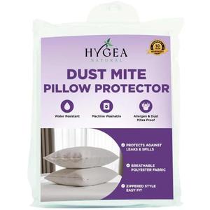 Hygea Dust Mite & Allergen Pillow Protectors, Standard Size, Set of 2 - Pillow Encasements - Zippered Covers - Hypoallergenic, Waterproof, Soft & Breathable, Premium Quality