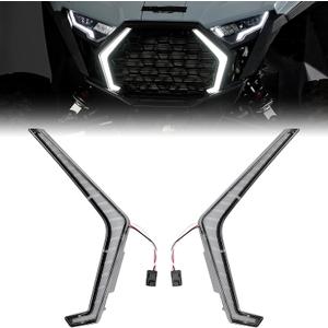 KEMIMOTO LED Grille Accent Fang Lights Compatible With 2025 Polaris RZR pro XP/pro R/S, Waterproof White LED Turn Signal Lights Front Grill Lamps Accessories(2PCS, Replace #2417278, #2417279)