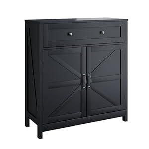 Semiocthome Farmhouse Sideboard Buffet Cabinet with Storage and Adjustable Shelf, Accent Table with Barn Door, Storage Cabinet for Kitchen, Dining Room, Bathroom, Entryway - Black