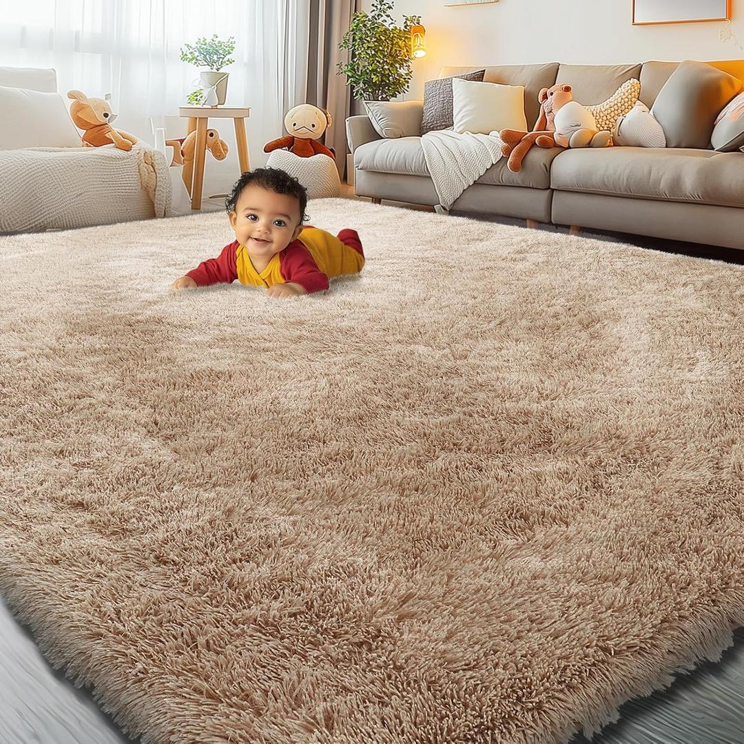 Rugs for Living Room 6x9, Alfombras para Salas Shag Large Plush Soft Area Rug, Shaggy Carpets for Bedroom, Kids Boys Girls Home Decor Aesthetic(Beige, 6 x 9)