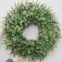26'' Large Boxwood Wreath for Front Door Window Porch Artificial Boxwoods Greenery Leaves Outdoor Indoor Wreath for Home Door Farmhouse Wall Decor Spring Summer All Seasons Green