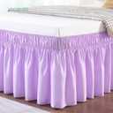 Vocander Wrap Around Lilac Twin Size Bed Skirt 14 Inch Drop, Elastic Dust Ruffle Easy to Put On, Solid Bedskirt Polyester Fabric Machine Washable Dryable and Ironable