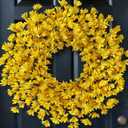 26 Inch Artificial Yellow Forsythia Wreath for Front Door, Large Faux Forsythia Wreath Spring Summer Flower for Fireplace Farmhouse Wall Window Home Outdoor Decorations
