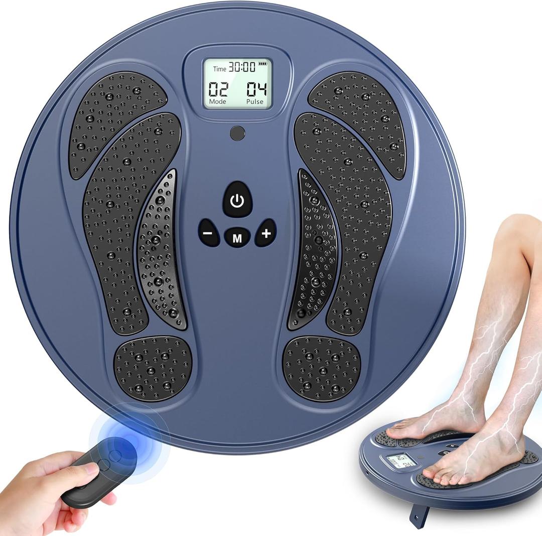 Rechargeable Foot Massager for Neuropathy, TENS & EMS Circulation Stimulator with Remote Control, 50 Intensities  Foot Leg Massager for Circulation and Pain Relief (Blue)