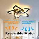 Yfrest Ceiling Fan with Lights Remote Control, Black Personalized Ceiling Fan with Light, 6 Speeds 3 Light Color Flush Mount Ceiling Fan for Kitchen Bedroom