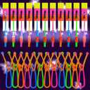50 Sets LED Flying Set, 25 Slingshot + 25 Glow Helicopter, Glow in The Dark Party Favors for Kids, Outdoor Game Toys Party Supplies Gifts Bulk