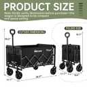 Collapsible Wagon Cart Foldable Beach Wagon with All-Terrain Wheels - 380 LBS Heavy Duty Grocery Cart for Shopping, Beach, Camping, Sports, Garden (Black)