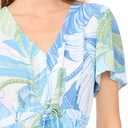Vince Camuto Women's Tie Waist Cap Sleeve Tiered Maxi Dress (Blue, M)
