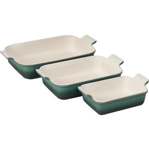 Le Creuset Stoneware Heritage Set 3 Rectangular Dishes, Artichaut