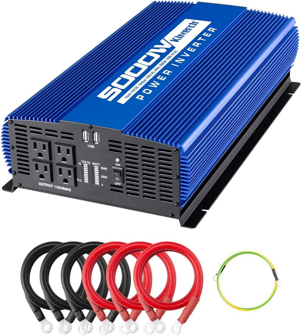 5000W Power Inverter 12V to 110V Car Inverter with 4AC Outlets 2USB Ports for Camping/Truck/RV/Home (5000w Modified Sine)