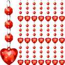 30 Pcs Red Heart Ornament Chandelier Decoration Acrylic Hanging Crystal Decoration Heart Crystal Suncatcher for Hallway Wedding Window Tree