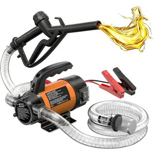 Fuel Transfer Pump Kit: 12V 15GPM Electric Diesel Transfer Pump with Fuel Nozzle & Hoses for Diesel Kerosene Transformer Oil, Protable Self-Priming Pump for Home Business Farm