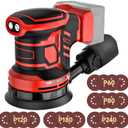 5-Inch Random Orbital Sander, Cordless Sanding Machine Compatible with Milwaukee 20V Battery(NO Battery), Brushless Electric Sander with Dust Collector (Dark Red)