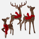 SET of 3 LIGHT UP RATTAN LOOK DEER FAMILY W/ 210 CHRISTMAS LIGHTS, Outdoor Decor