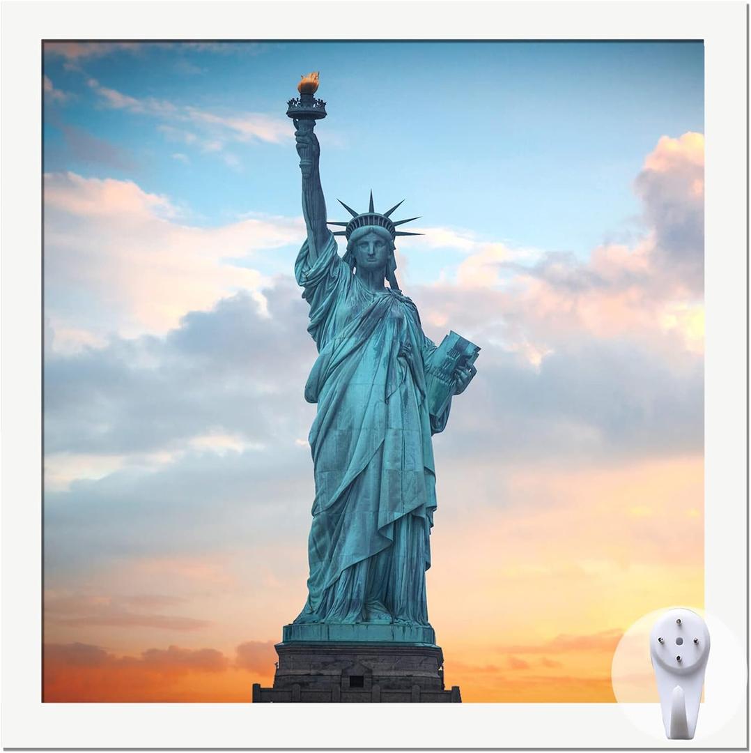 OMAIGAR 8x8 Picture Frame for 8by8 Square Poster Photo Canvas Certificate White High Transparent Photo Frame Wall Desktop Horizontal Vertical 8 x 8