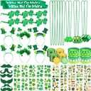260Pcs St. Patrick's Day Accessories Bulk Party Favors Set, Shamrock Glasses, Necklaces, Bracelets, Headbands, Tattoo Stickers, Mustaches, Coins and Irish Sash, Irish Party Decorations Supplies