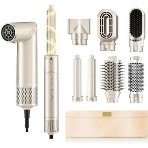 7 in 1 HighSpeed Hair Dryer Brush, 110,000 RPM Air Styler for Automatic Air Curling, Negative Ionic Hot Air Brush Set for Fast Drying, Volumizing & Frizz Control, Heat Protection MultiStyler