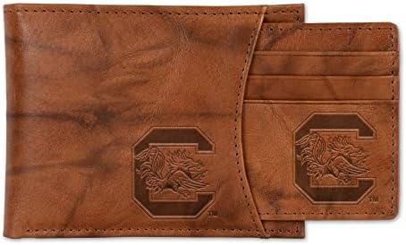 NCAA Standard Genuine Leather Slider Wallet - 2 Gifts in One