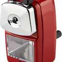 Pencil Sharpener, School Office Manual Desktop Sharpener for Standard and Jumbo Pencils, Pencil Sharpener Metal Manual Crank for Classroom, Home and Art (Color:Red)