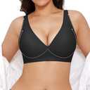 Jelly Bra Comfortable Bras for Women Wireless Push Up Bra Seamless Comfy No Underwire Supportive Bralettes Deep V Tshirt Bras Black M