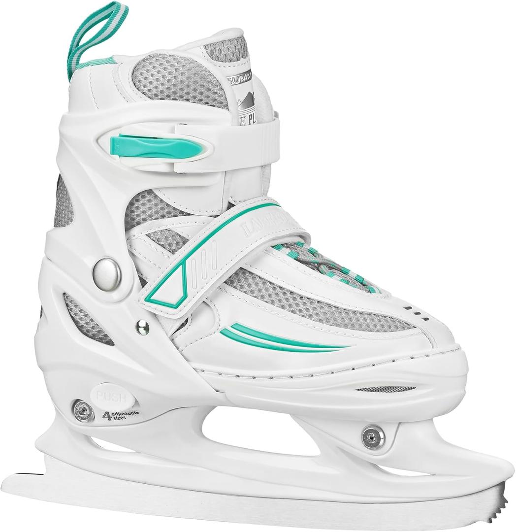 Lake Placid Summit Girl's Adjustable Ice Skate White/Mint Small (10J – 13)