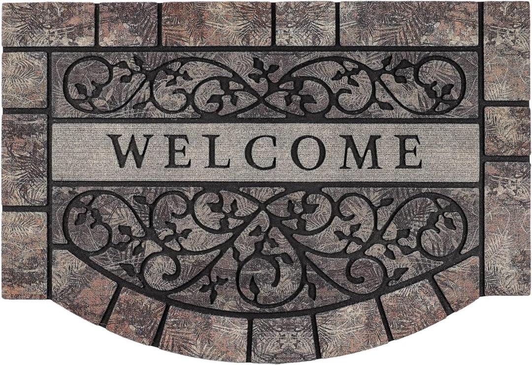 Thick Welcome Mats Outdoor, 24 * 36" Large Front Door Mat Entrance, Durable Welcome Mat for Front Door, Heavy Duty No Slip Rubber Outdoor Mats for Home Entrance