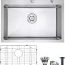 POPFLY 2718 inch Drop in Kitchen Sink, 18 Gauge Stainless Steel Single Bowl Large Sink, Top mount 9 Inch Deep Kitchen Sinks with 2 Holes, Brushed