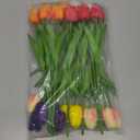 24pcs Multicolor Artificial Tulips Flowers Fake Faux PU Tulip Bouquet Real Touch Flower Arrangement for Home Room Office Party Wedding Decoration Excellent Gift Idea for Mothers Day
