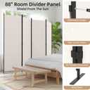 Room Divider 4 Panel Partition Room Dividers & Folding Privacy Screens w/ 3 Metal Feet,88" W Portable Wall Doubles as a Dressing Screen Wall Divider for Office Bedroom Children's Room,White