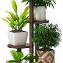 FILWH Plant Stand For Outdoor Indoor Tall Bamboo Flower Stand with Wheels Plant Shelf Pot Holder Plants Corner Display Rack for Balcony Garden Patio(Brown)