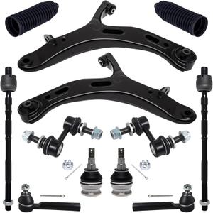 TUCAREST 12Pc Suspension Kit Fit For 2010-2014 Su-baru Legacy, 2 Front Lower Control Arm Ball joint + 4 Outer Inner Tie Rod + 2 Sway Bar + 2 Boots [# 522-831 522-832 K750422 EV800049 ES3712 K9513]