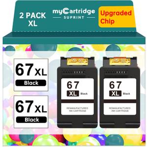 67XL Black Ink Cartridge for HP Ink 67 Replacement HP 67 Black Ink Cartridge HP67 HP67XL Envy 6055e 6000 6455e 6400 6458e DeskJet 2755e 2700 2700e 2752e 2734e 4155e 4100e Printer Ink HP 67 XL