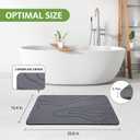 Stone Bath Mat Non-Slip Diatomaceous Earth Shower Mat, Super Absorbent & Quick-Drying Bathroom Floor Mat, Easy-to-Clean Diatomite Bath Stone for Safer, Dryer Steps (23.6" x 15.4", Gray)