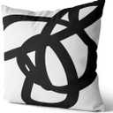 KELEMO Home Set of 2 Pillow Case Black White Abstract Art Modern Throw Pillow Covers Cushion Decorative Pillowcase Square 18 x 18 Inches