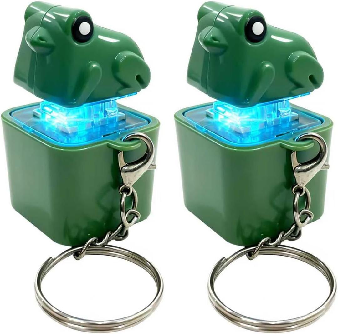 Frog Croaking Fidget Toy, Rechargeable Frog Croaking Keychain with Sound LED Lights, Frog Fidget Clicker, Fun & Portable Anxiety Relief Toy (Frog)