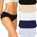 voenxe Women Seamless Hipster Underwear,Breathable Ladies Panties Bikini,No Show Briefs,Comfortable Undies for Women 5-Pack M