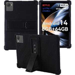 for HiGrace C10 Tablet 10 inch Android 14 Tablet Case,BOVUGAC Soft Silicone Adjustable Stand Shockproof Kids Friendly for HiGrace C10-1 10"(Black)