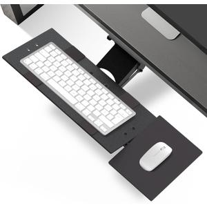 KT1 Ergonomic Keyboard Tray Under Desk - Under Desk Keyboard Tray Slide Out with Adjustable Height and Tilt - Easy to Slide and Swivel 360 Degree - Keyboard Drawer with Adjustable Mouse Pad (Black)
