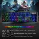 Wireless Gaming Keyboard and Mouse Combo,61 Key Rainbow Backlit Keyboard with Rechargeable 3800mAh,Mechanical Feel,Ergonomic,Quiet,Waterproof,RGB Mute Mice for PS4,Xbox One,Desktop,PC