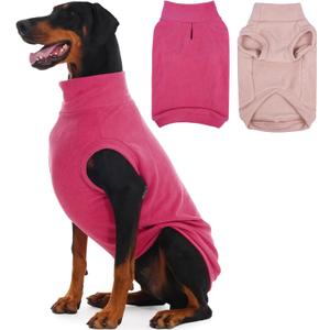 IECOii 2 Pack 3XL Dog Sweater - Fleece Pullover Vest for Large Breeds, Warm Stretchy Fall Winter Coat with Leash Hole, Labrador Retriever, American Bulldog(Size XXXL, Rose Red & Dusty Pink)