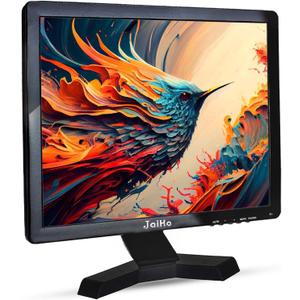 JaiHo 17 Inch PC Monitor TFT LCD Monitor - 1280 x 1024 Resolution 4:3 HDMI Monitor Color Display Screen with HDMI/VGA/BNC/AV/USB Earphone Input, Built-in Dual Speakers, Black