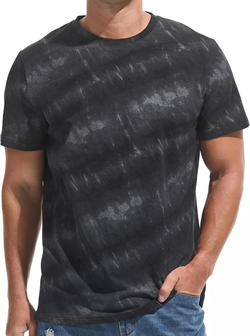 VEIISAR Men's Crew Neck T Shirt - Fitted Elastic Tees Fresh Print Tshirts - Pattern & Color 20+ (XXL)