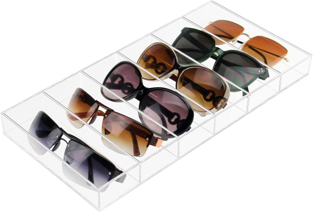 Weiai Acrylic Sunglass Organizer, Eyeglass Case Storage for Multiple Glasses - 1 Pack, Clear