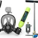 CHIKADIV Mini Scuba Tank with Sub-Mask, Scuba Tank with Snorkel Mask Lung with Full-face Mask Underwater Breathing Mask E Green 