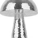 Creative Mushroom Disco Ball for Party, Table Decor Mirror Retro Handmade Disco Ball Mushroom Shape Home Art Decorations,Bar Ornaments(Silver, S(5.9''))