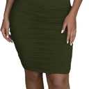 HBQ Women's Sleeveless Ruched Bodycon Midi Dress Stretch Crew Neck Fitted Tank Dress Casual Party Club Wear (Green, XXL)