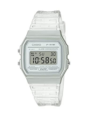 Casio Quartz Watch with Resin Strap, Clear, 20 (Model: F-91WS-7CF)