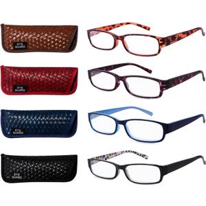 EYEGUARD Readers 4 Pack of Thin and Elegant Womens Reading Glasses with Beautiful Patterns for Ladies 2.00 (Mix1 Normal Reading Lens)