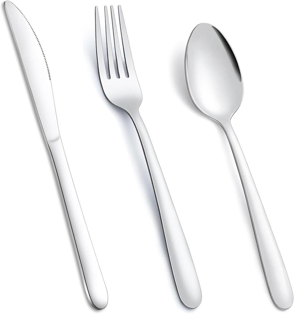 Pleafind 108 Pcs Dinner Knives (9.1 inch), Dinner Forks (8 inch) and Dinner Spoons (7.4 inch), Contains 36 Pcs Butter knives, 36 Pcs Forks and 36 Pcs Spoons